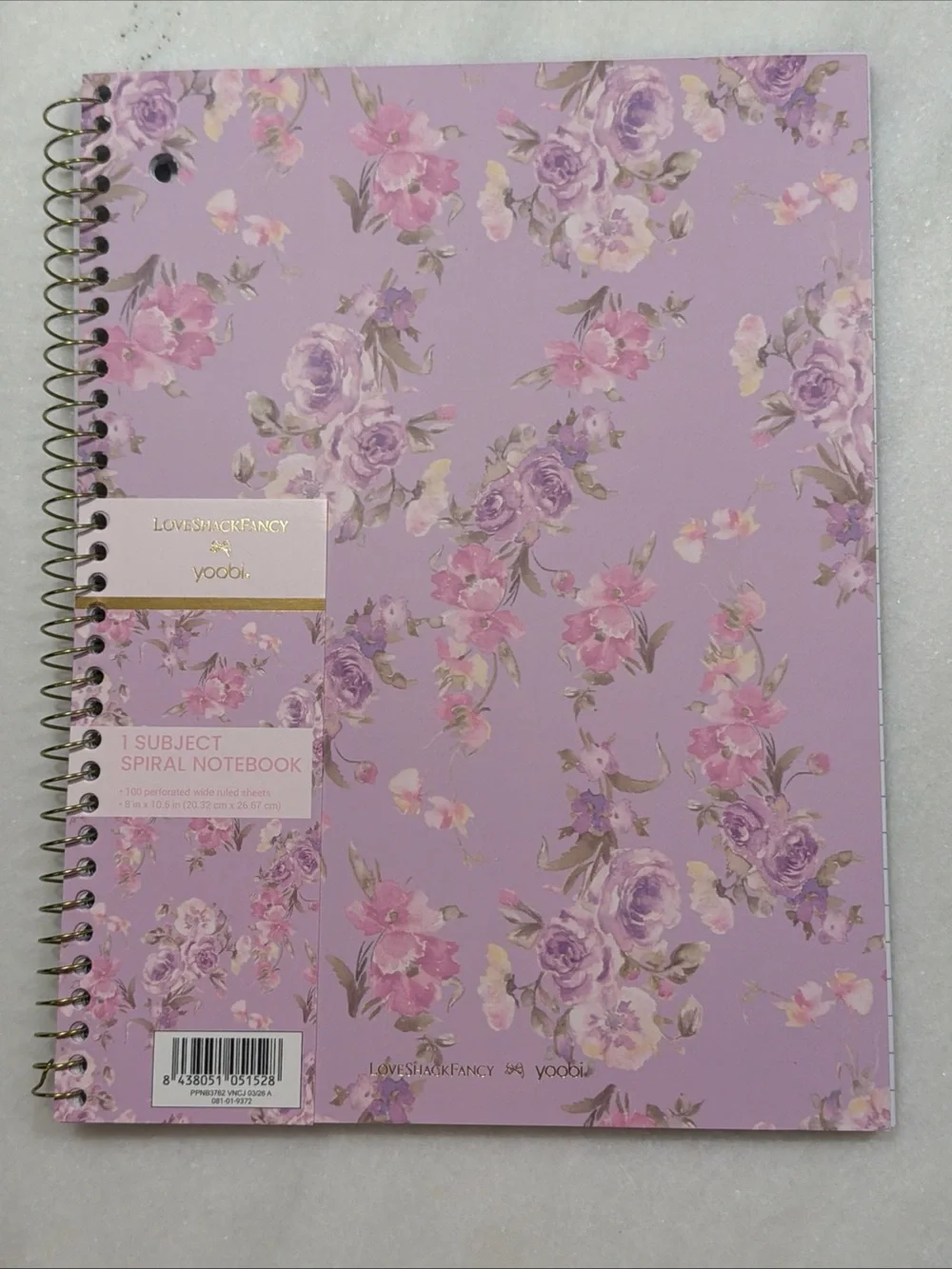 NWT LoveShackFancy x Target Yoobi Happy Thoughts Purple Spiral Notebook
